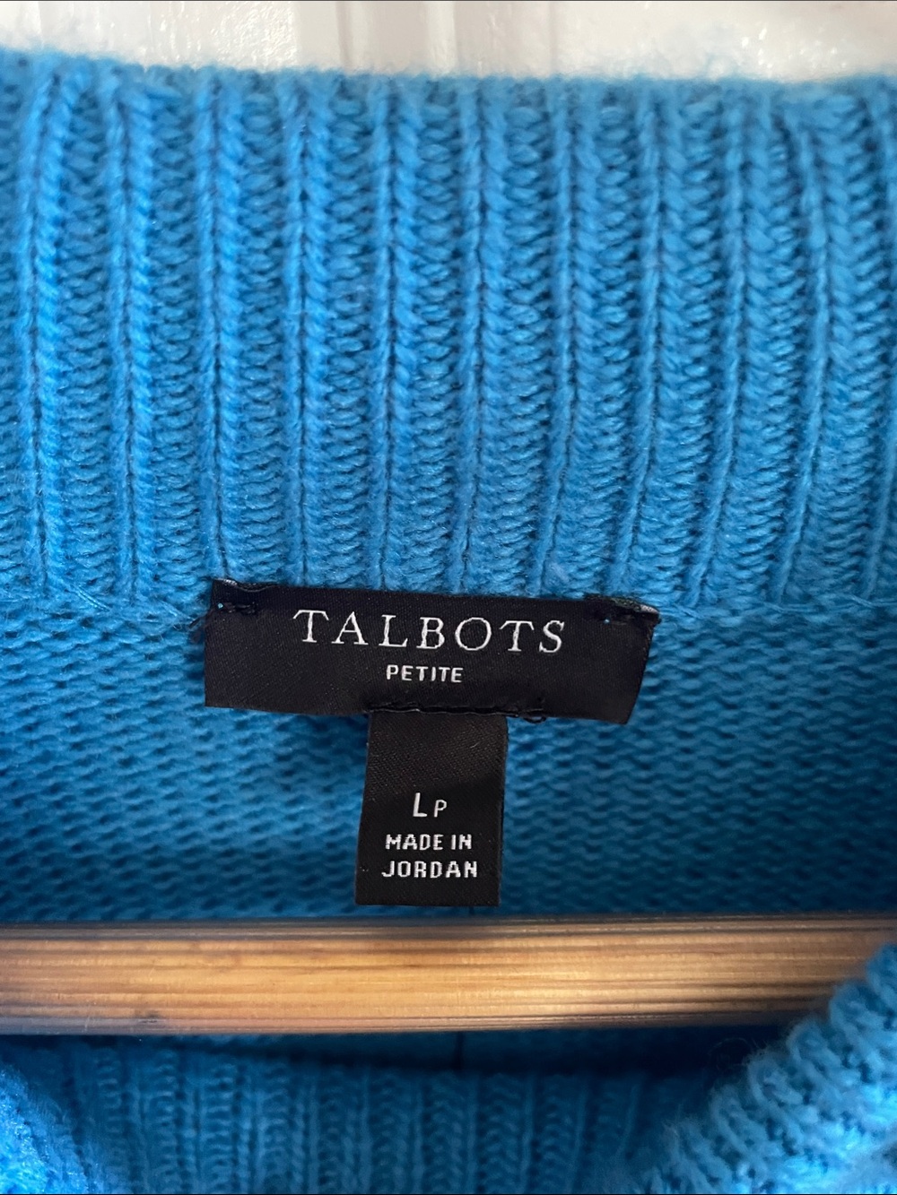 Talbots Bright Blue Cable-Knit Sweater with Gold Buttons - Picture 2 of 6